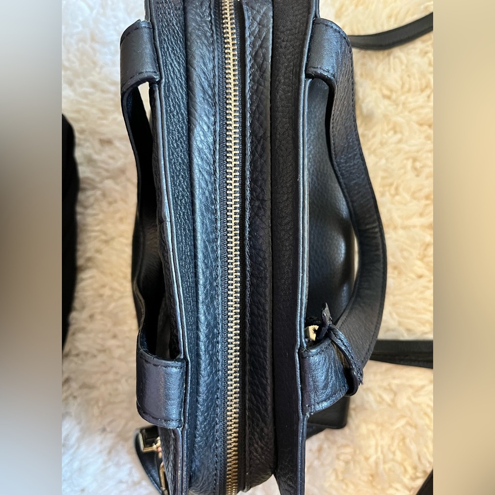 Kate Spade Dominique Grey Street Satchel Bag Black Pebbled Leather Crossbody - Picture 8 of 10